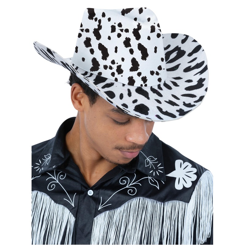 Cow Print Black and White Mens Cowboy Hat