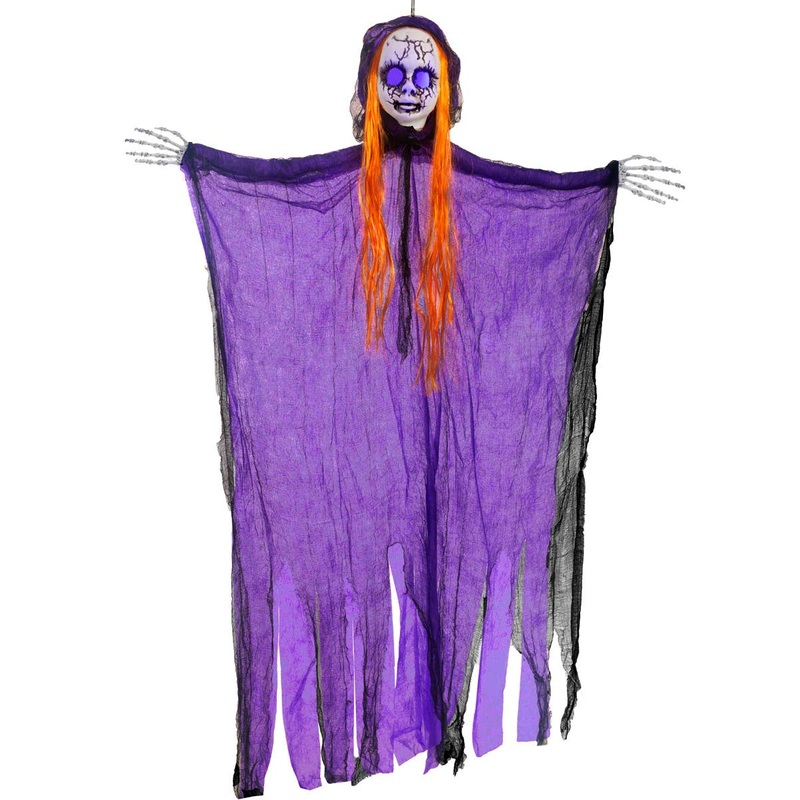 Creepy Purple Light Up Doll Hanging Halloween Decoration