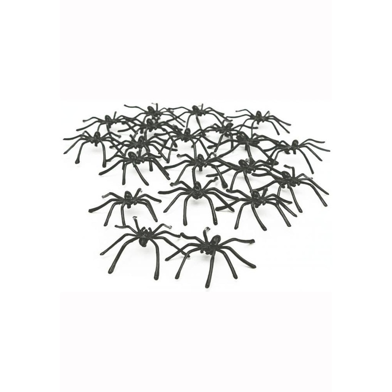 Creepy Small Black Plastic Spider Decorations - 50 Pack