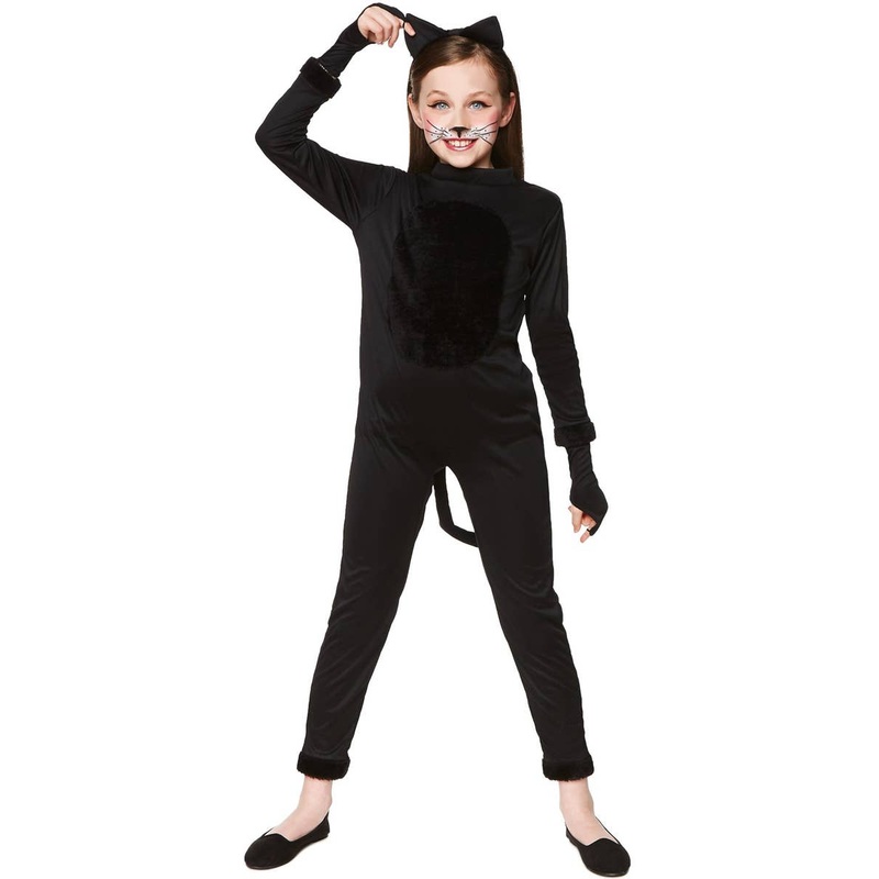 Cute Black Cat Girls Halloween Fancy Dress Costume