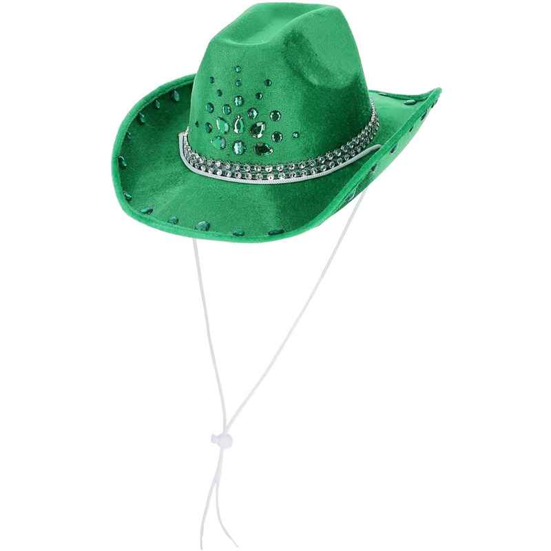 Cute Green Rhinestoned Cowgirl Costume Hat