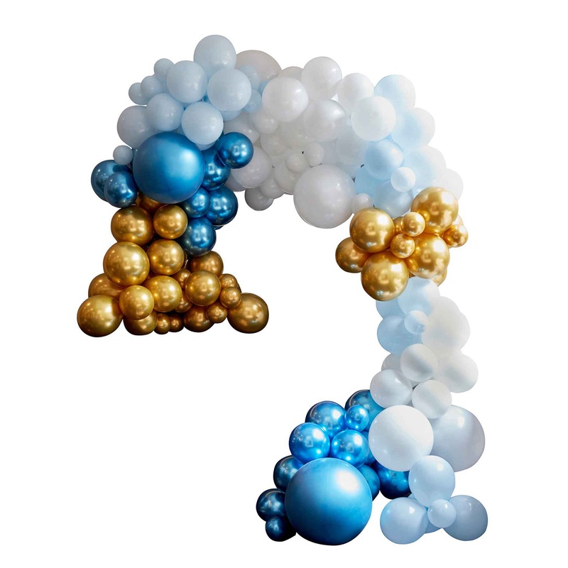 DIY Blue And Gold Chrome 200 Piece Balloon Arch Kit