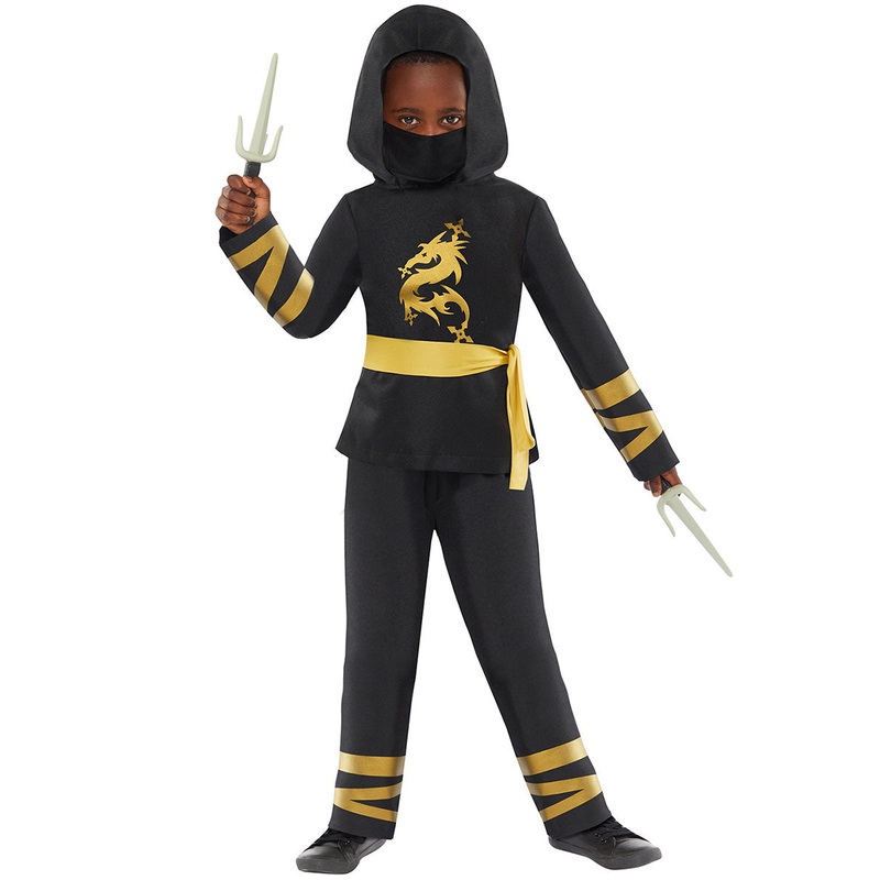 Dragon Ninja Boys Black And Gold Japanese Costume