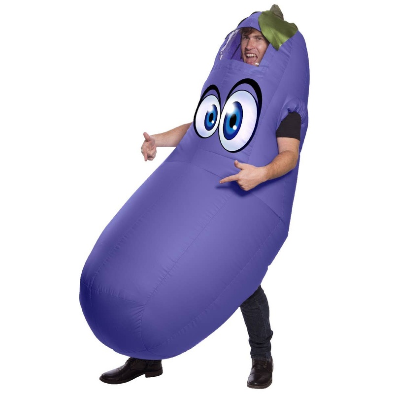 Eggplant Emoji Novelty Inflatable Mens Fancy Dress Costume