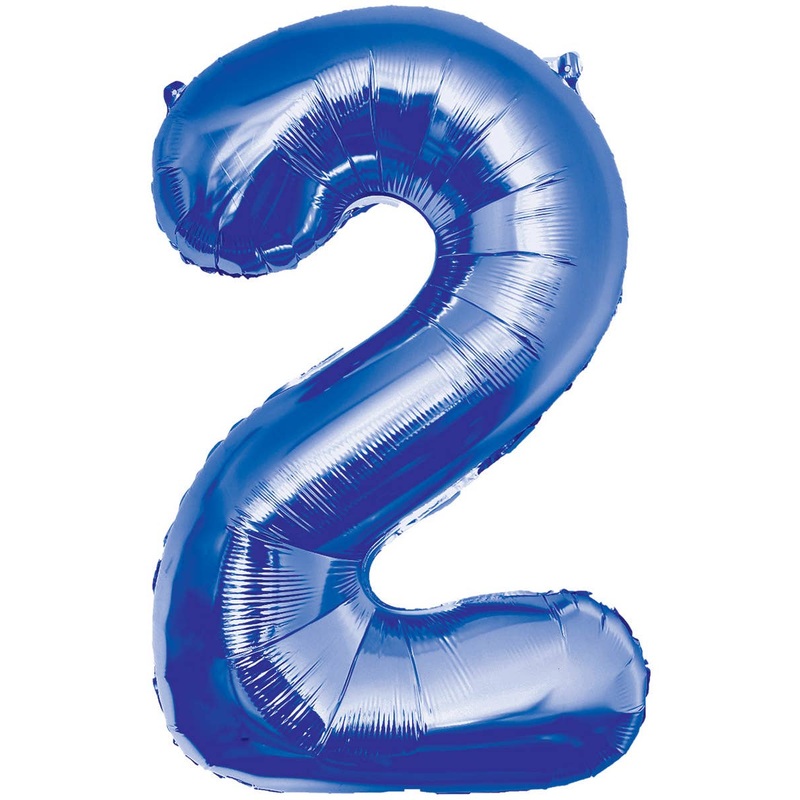Giant 84cm Blue Number 2 Foil Balloon