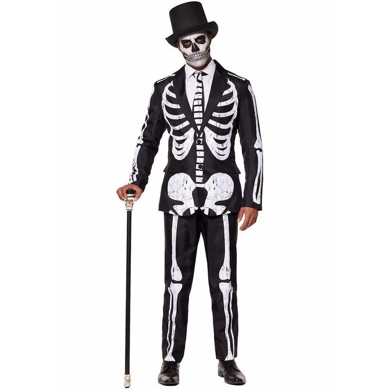 Grunge Skeleton Plus Size Mens Deluxe Halloween Costume Suit