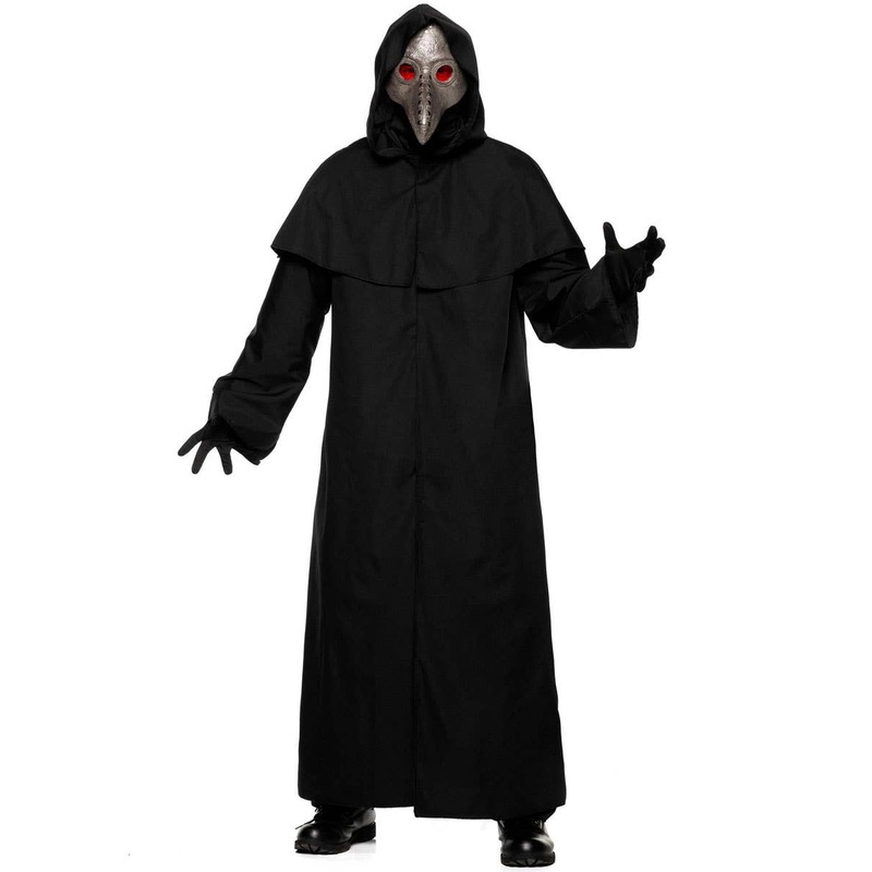 Hooded Black Robe Mens Halloween Costume