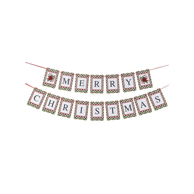 Merry Christmas Red and Green Plaid Bunting