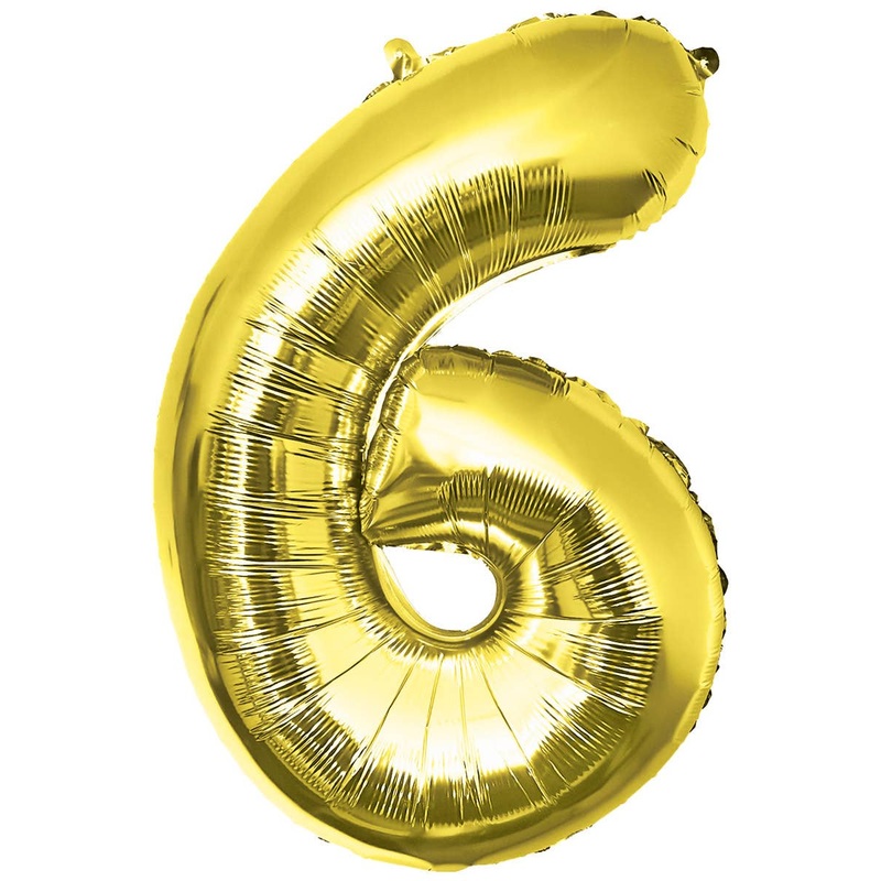 Metallic Gold 84cm Number 6 Foil Balloon
