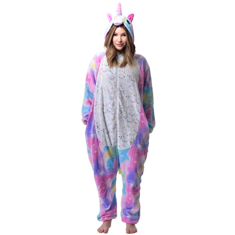 Metallic Star Print Unicorn Onesie Adults Costume
