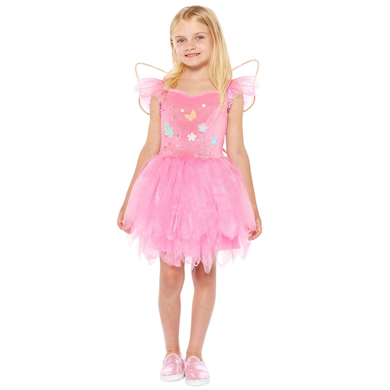 Pretty Pink Butterfly Fairy Girls Tutu Costume Dress