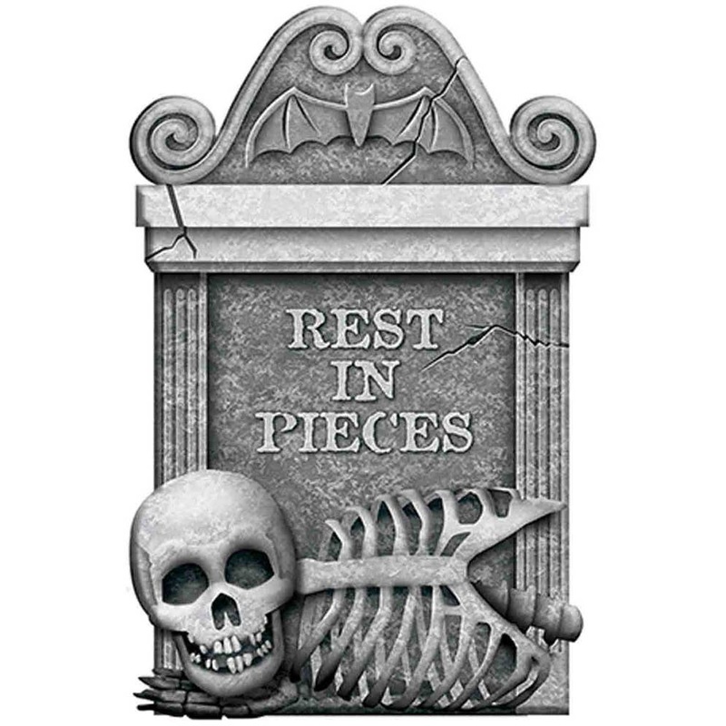 Rest In Pieces Skeleton Grey Foam Tombstone Halloween Decoration