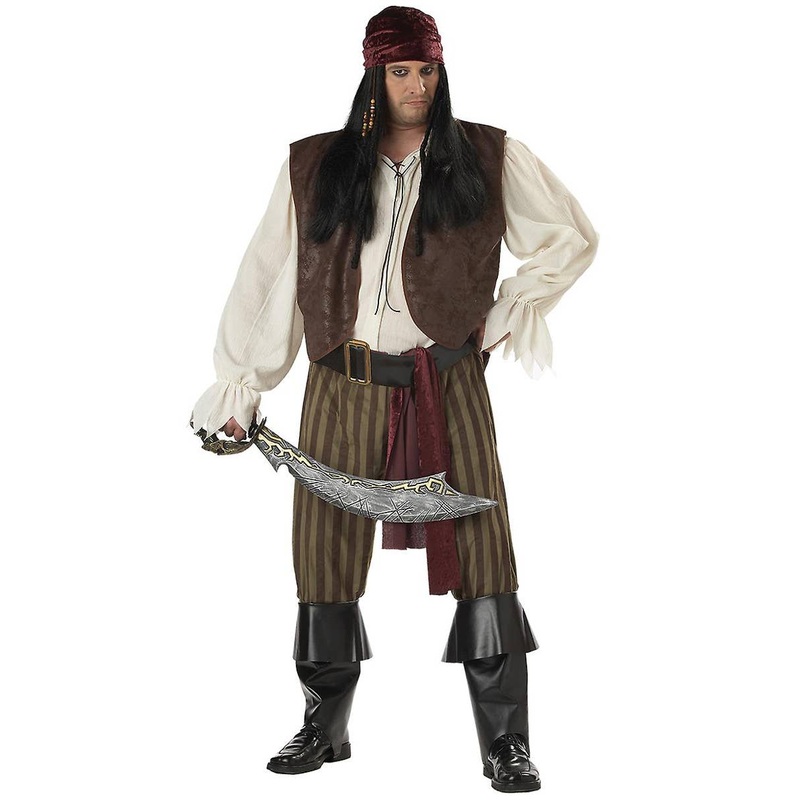 Rogue Pirate Plus Size Mens Fancy Dress Costume