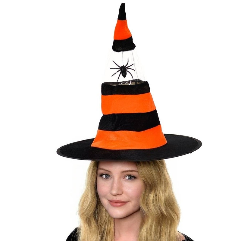 Spider Witch Orange Halloween Costume Hat