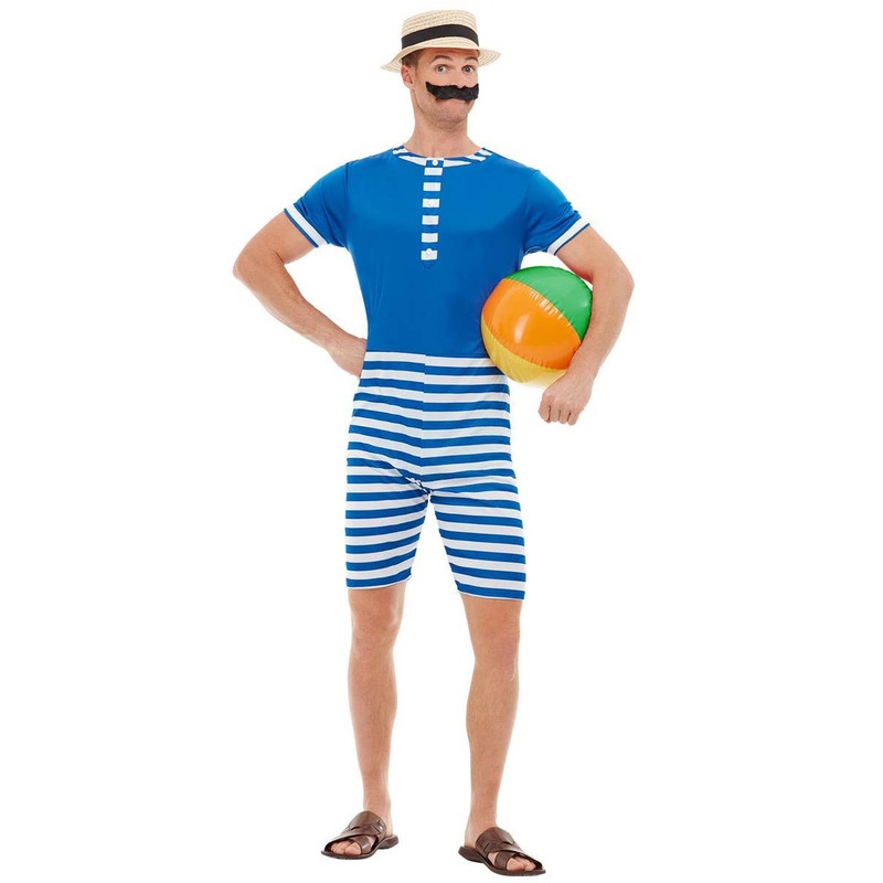 1920s Blue Bathing Suit Mens Fancy Dress Costume