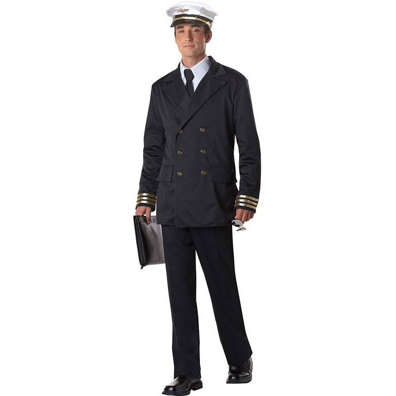 Airline Captain Mens Retro Pilot Uniform Costume
