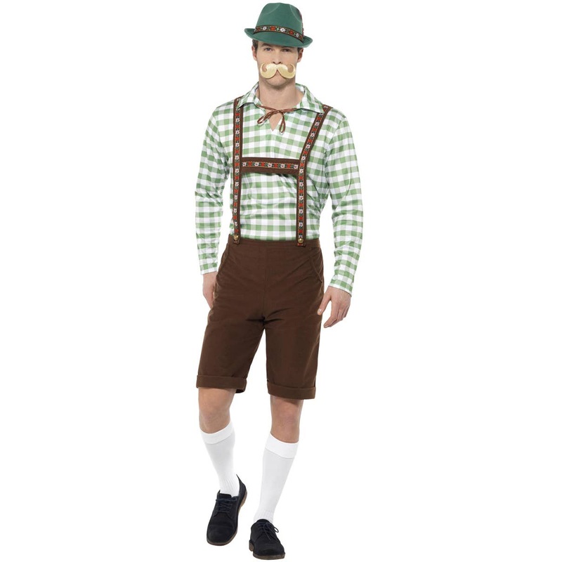 Alpine Mens Bavarian Green Chequered Oktoberfest Costume
