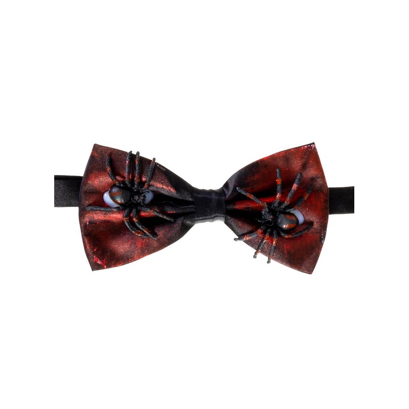 Bloody Black Bow Tie with Plastic Spiders Halloween Accessory