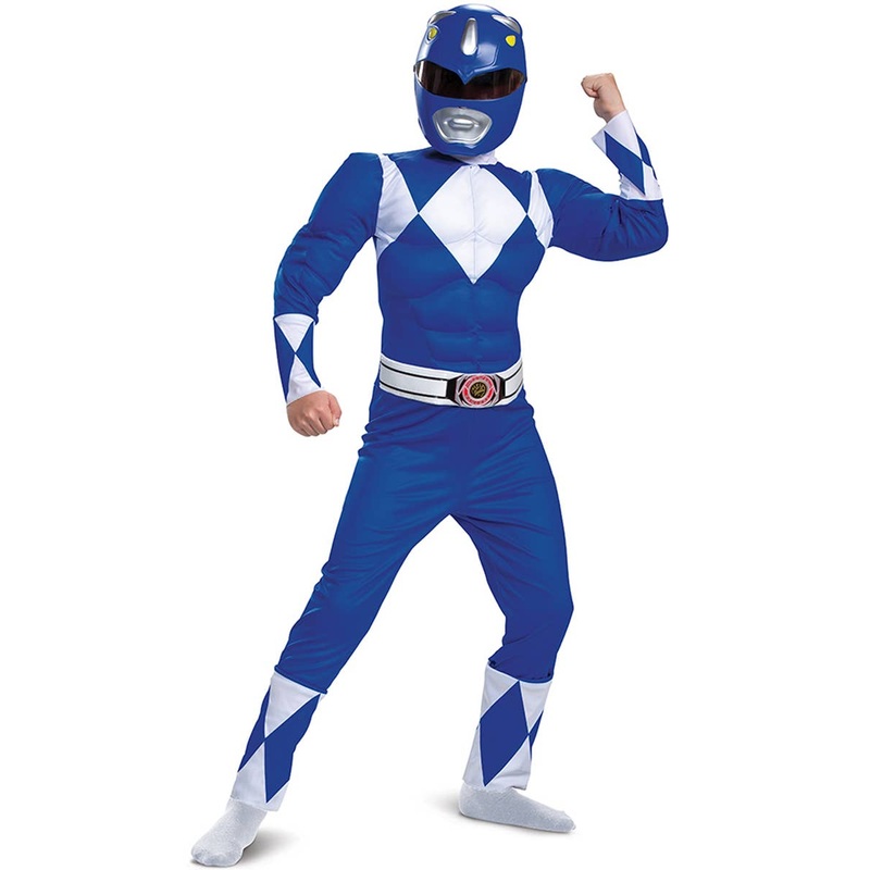 Classic Blue Power Ranger Boys Muscle Chest Costume