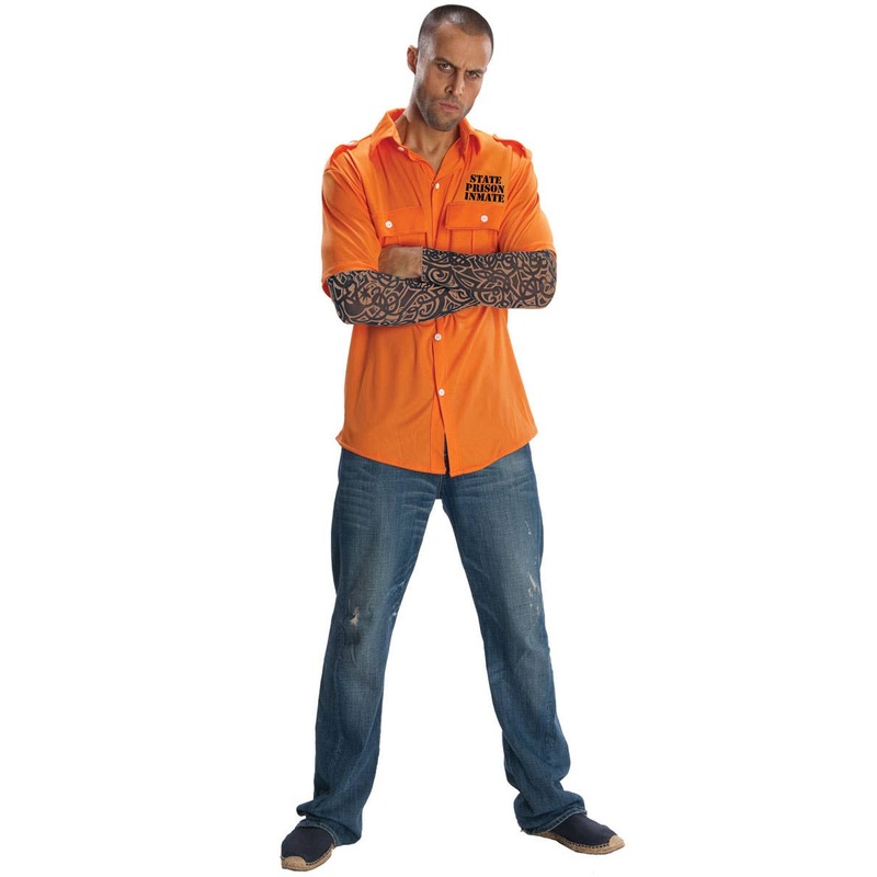 Classic Tattooed Prisoner Mens Fancy Dress Costume