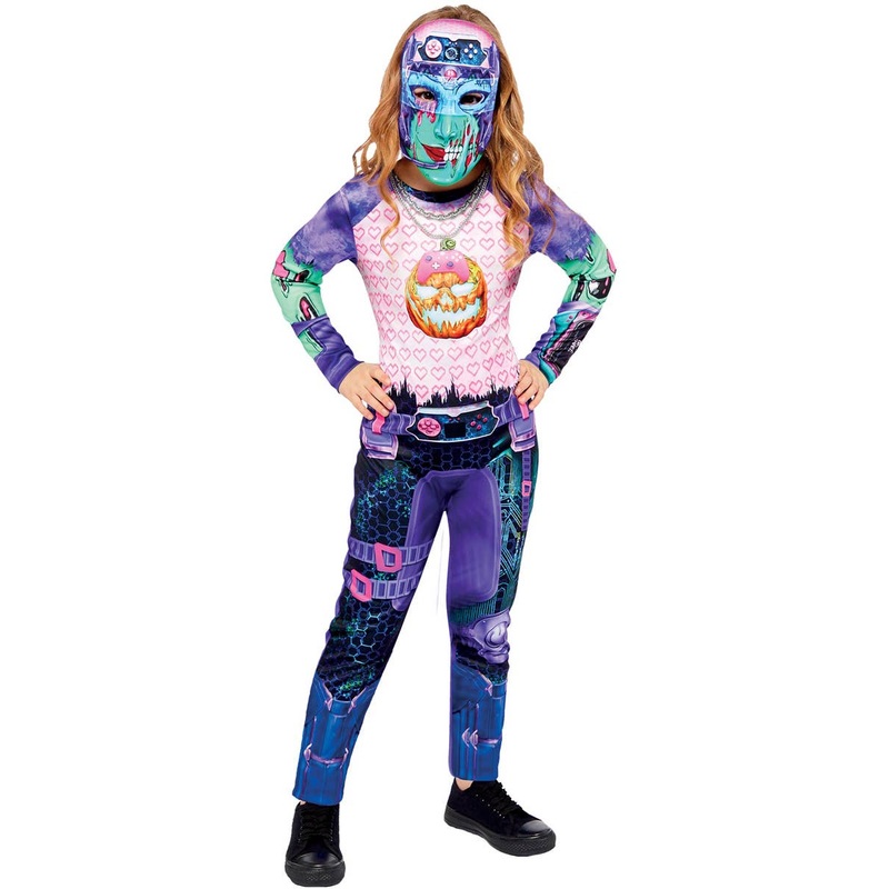 Futuristic Pink and Purple Robot Gamer Girl Costume