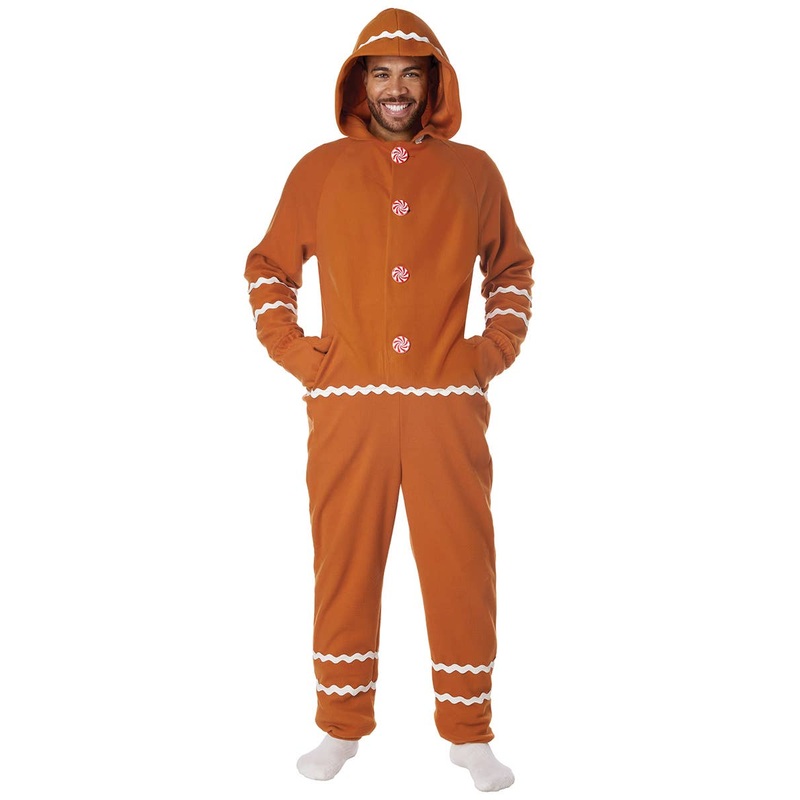 Gingerbread Man Adults Unisex Christmas Costume Jumpsuit