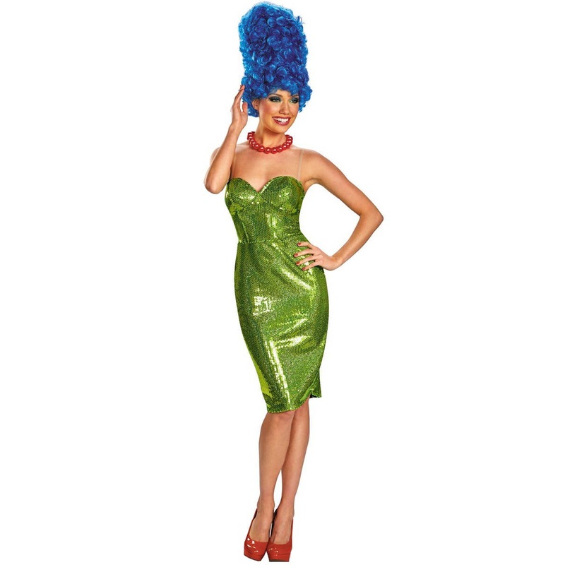 Marge Simpson Deluxe Green Sequin Womens Costume