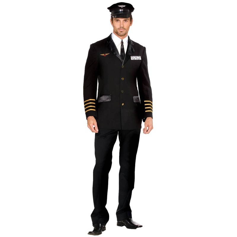 Mile High Hugh Mens Plus Size Pilot Dress Up Costume