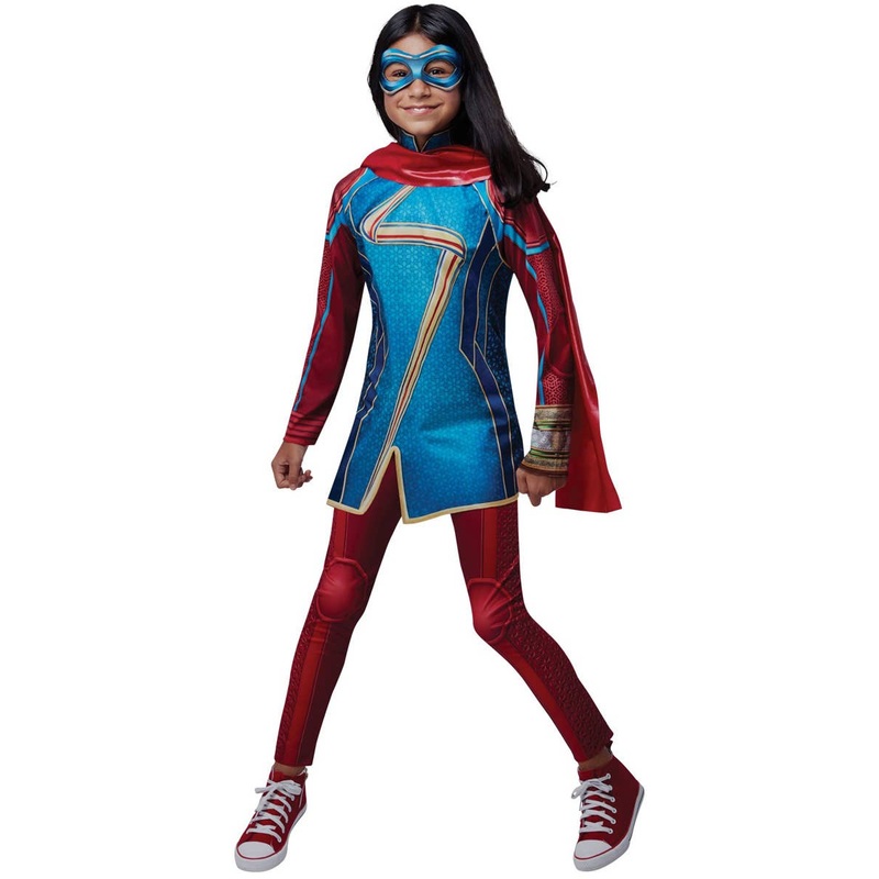 Ms Marvel Girls Deluxe Superhero Dress Up Costume