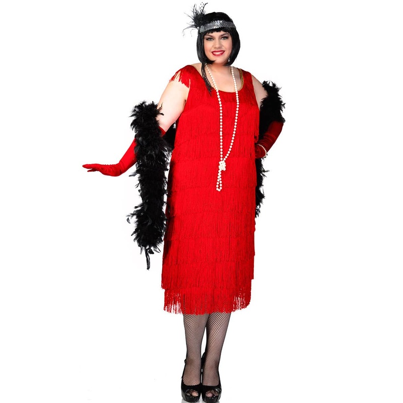 Roaring 20s Womens Red Plus Size Flapper Dress Costume