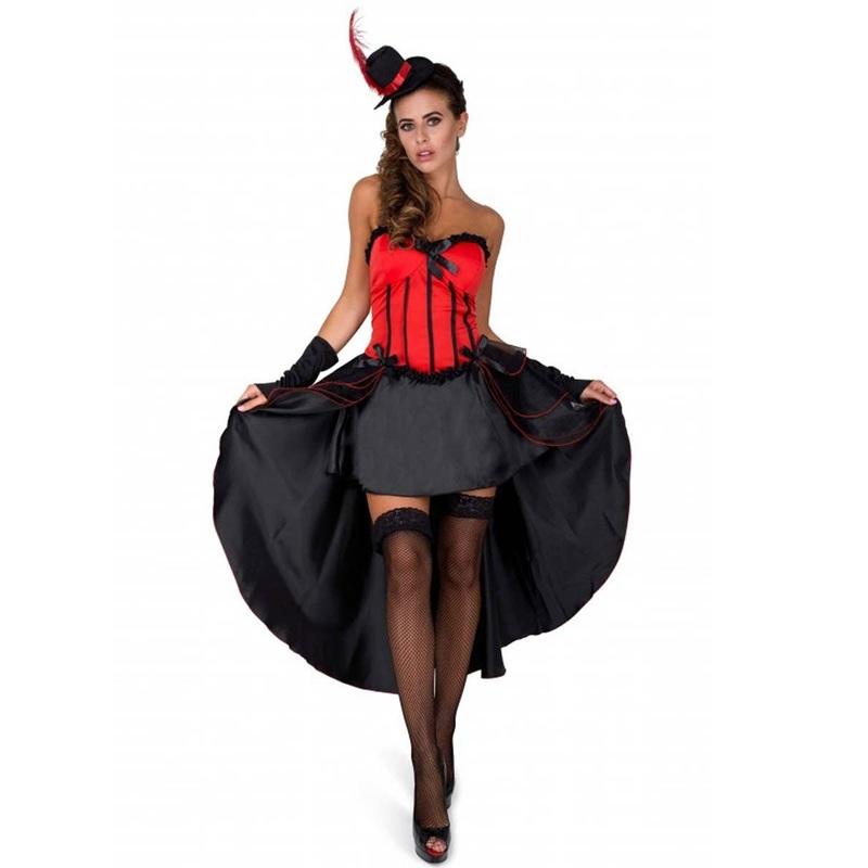 Showgirl Womens Red and Black Burlesque Costume