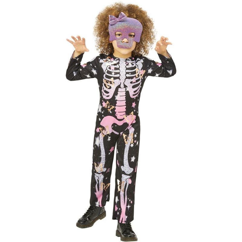 Sparkle Rose Gold Skeleton Girls Halloween Costume