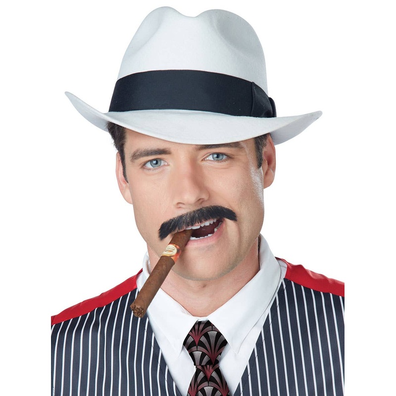 1920s Gangster Mens Black Costume Moustache