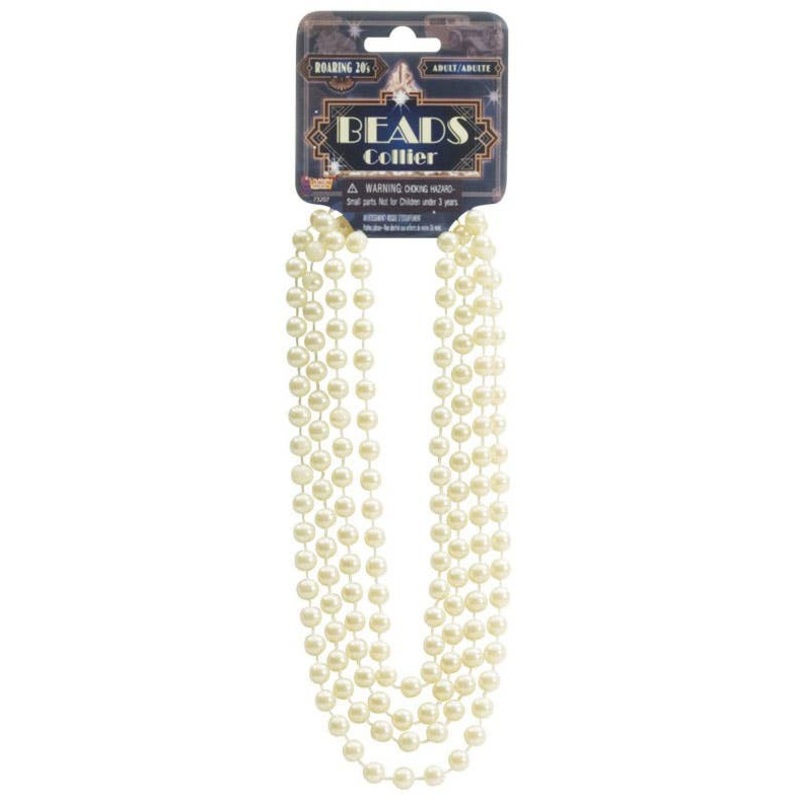 1920s Vintage Cream Flapper Pearls Costume Accessory