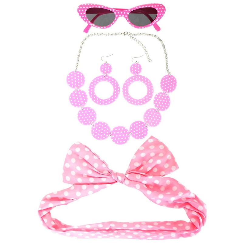 1950s Pink Polka Dot 5 Piece Accessory Set