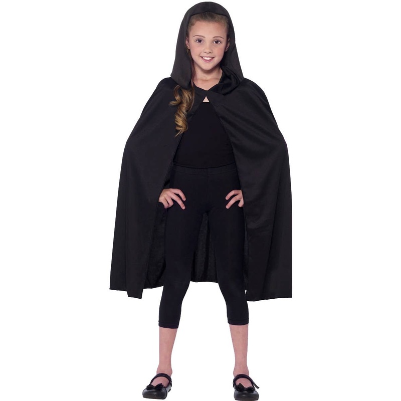 Basic Kids Hooded Black Costume Cape