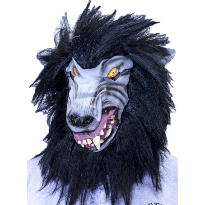 Big Bad Wolf Latex Halloween Mask with Black Fur
