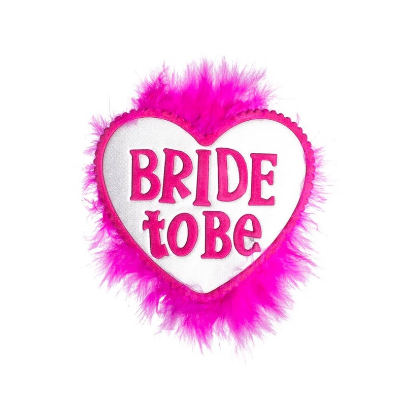 Bride To Be Fluffy Pink Novelty Badge