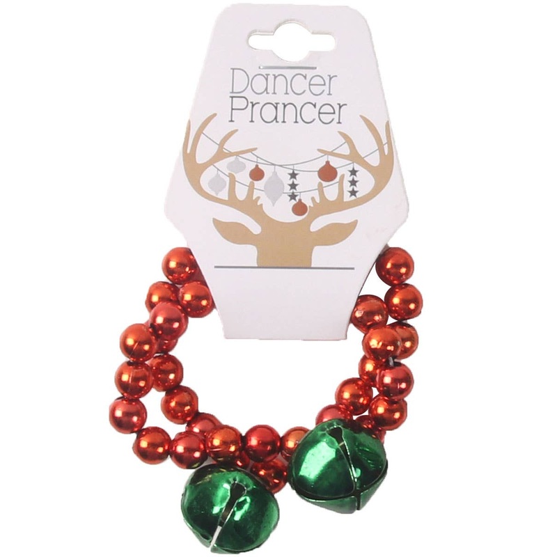 Christmas Jingle Red Bead Bracelet with Green Bells