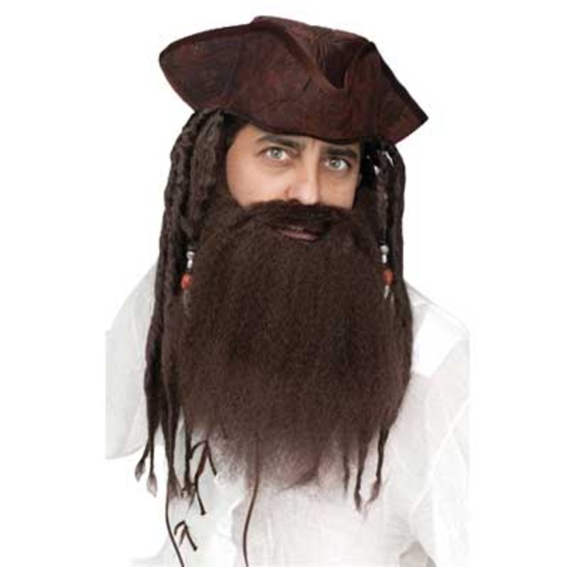 Crimped Brown Pirate Costume Beard