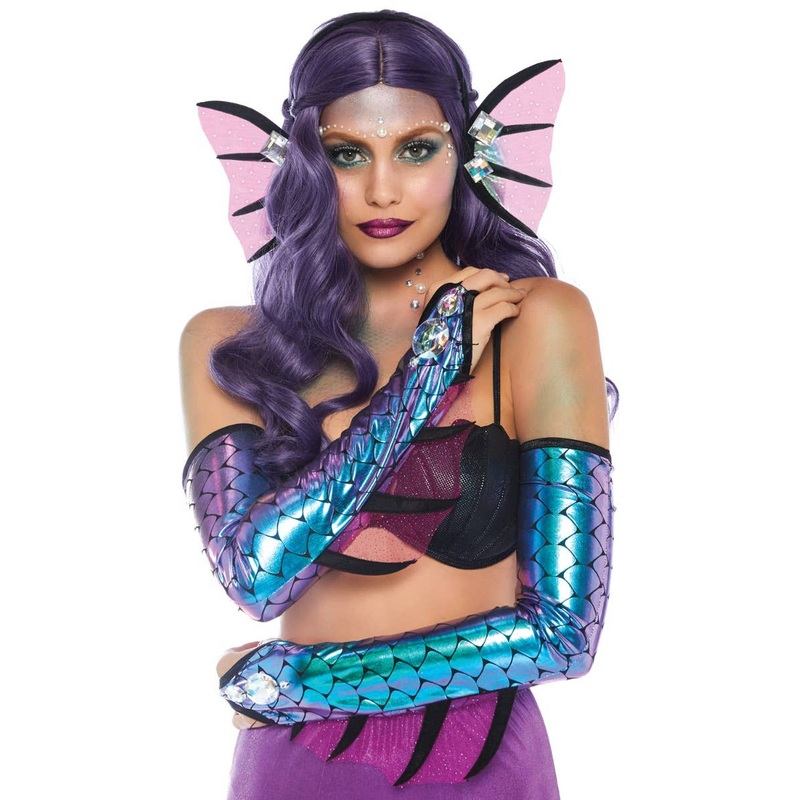 Dark Mermaid Gloves And Headband Costume Accessory Kit