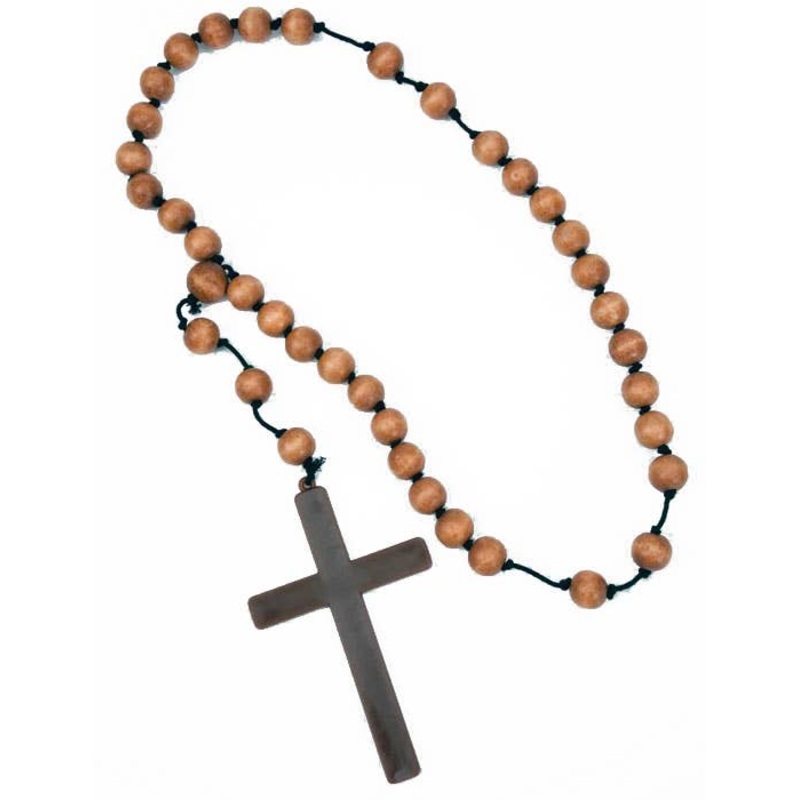 Giant Rosary Beads with Cross Costume Necklace