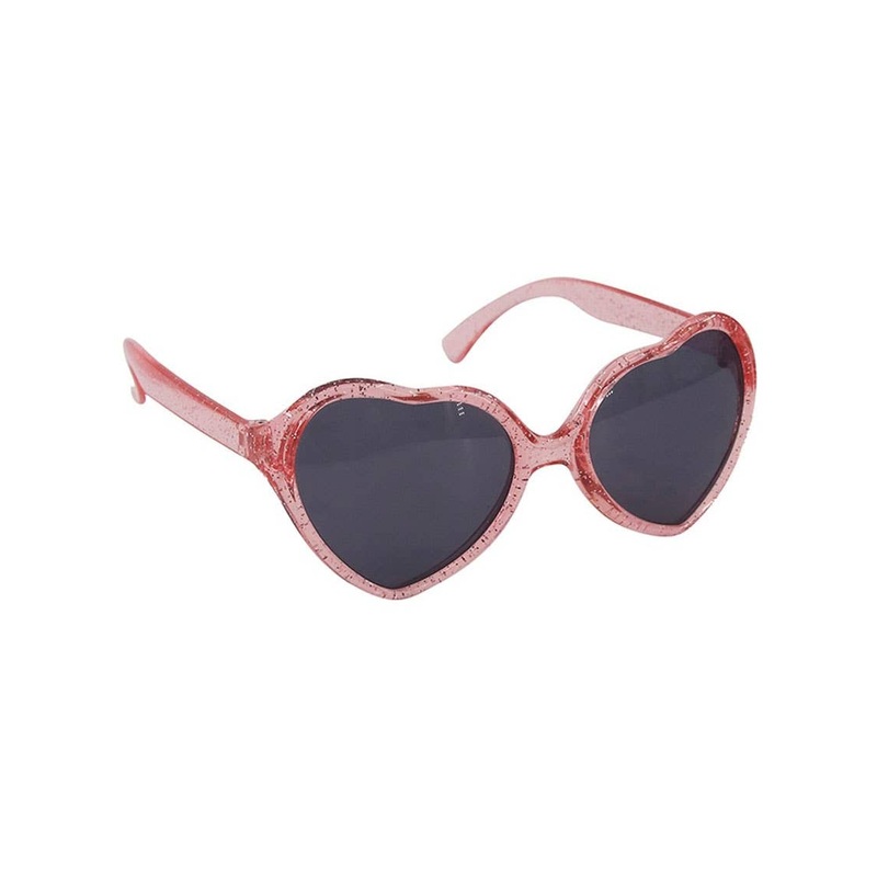 Glitter Heart Shaped Pink Costume Sunglasses