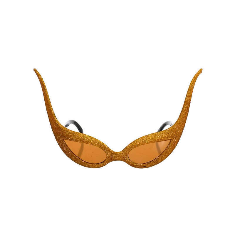 Glittery Gold Novelty Martian Costume Glasses