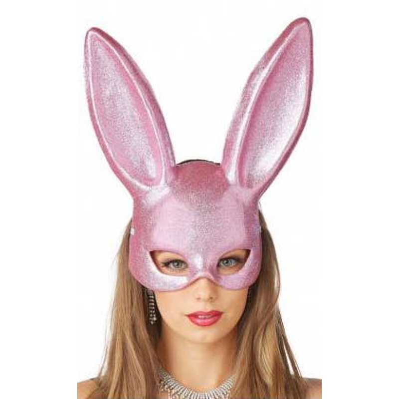 Glittery Pink Bunny Costume Mask