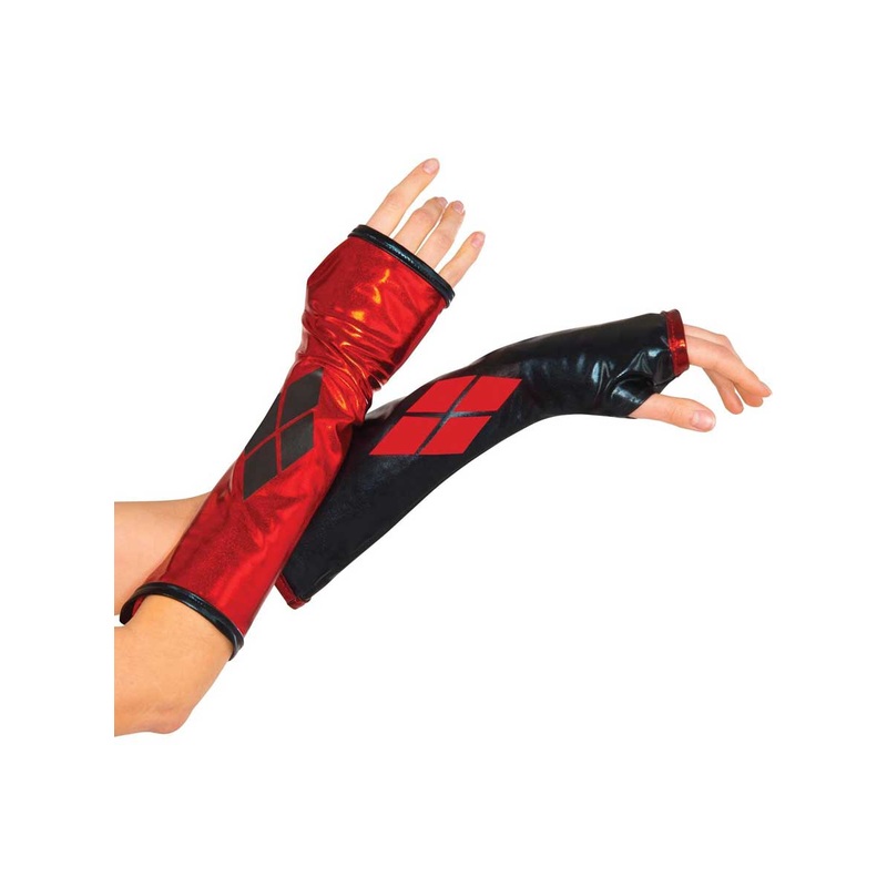 Harley Quinn Red and Black Costume Gloves