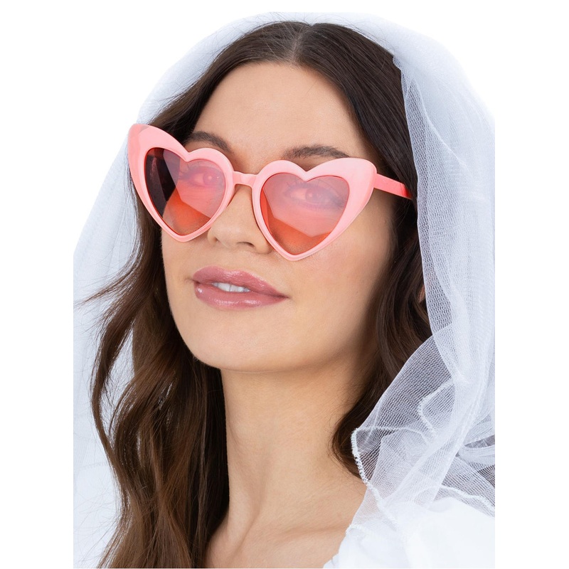 Heart Shaped Womens Pale Pink Costume Glasses