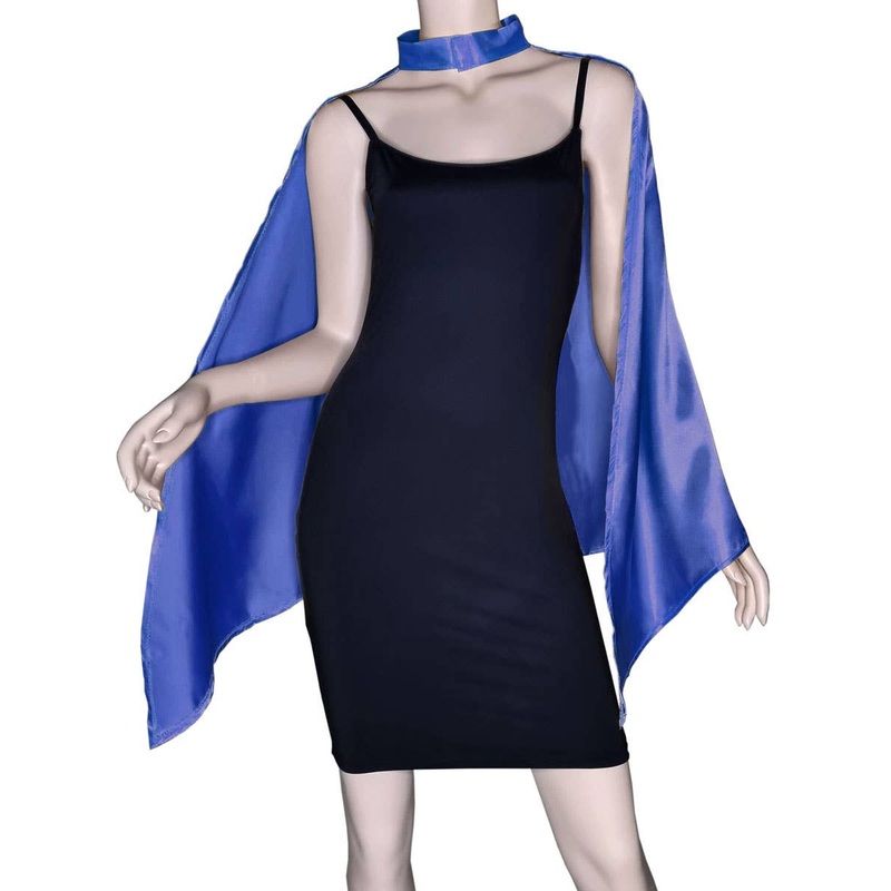 Mid Length Blue Satin Costume Cape