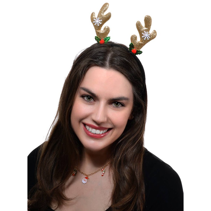 Mini Gold Glitter Reindeer Antlers Christmas Headband