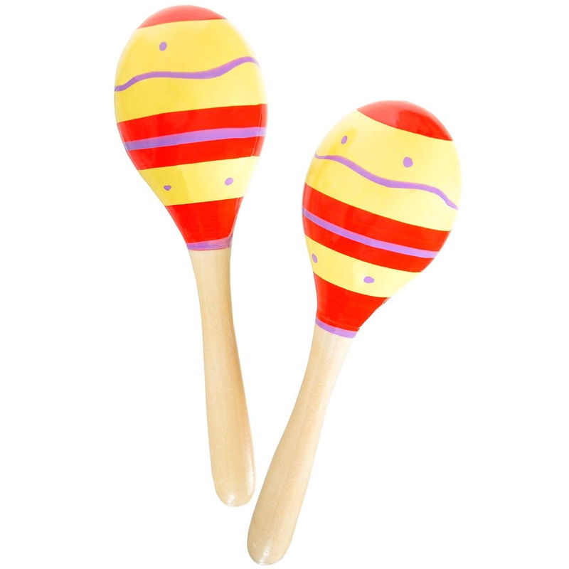 Musical Yellow and Red Pattern Wooden Maracas